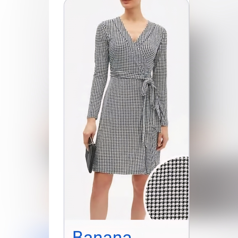 Banana Republic Navy and White Elephant Print Wrap Dress